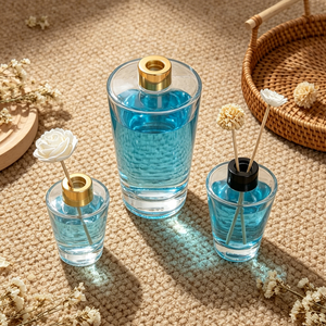 Moderna Bottiglia in Vetro a Cono Invertito Grande da 100ml 200ml 500ml per Diffusore di Aromi Fai-da-Te con <span class=keywords><strong>Bastoncini</strong></span> e Coperchio - Product Image 3