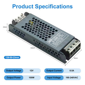 Драйвер LED ESann 12В 100Вт 8.3А, тонкий блок питания, адаптер AC 100-250В на DC 12В, трансформатор постоянного напряжения для светодиодных лент - Product Image 5