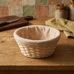 Panier de rangement rond écologique 100% bambou avec doublure en tissu de coton non blanchi, décoration intérieure - Product Image 3