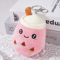 Porte-clés pendentif en peluche super douce, personnalisé, créatif, mignon, en forme de tasse de thé au lait, jouet, ornement pour sac à dos d'étudiant, poupée de machine à griffes