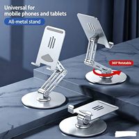 360 °   Support de téléphone et tablette rotatif en métal, support de bureau pliable et réglable
