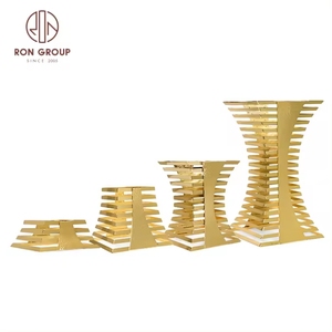 Chất lượng cao nhà hàng khách sạn phục vụ thiết bị thép không gỉ vàng rắn món tráng miệng tấm thủy tinh tự chọn hiển thị thực phẩm đứng - Product Image 2