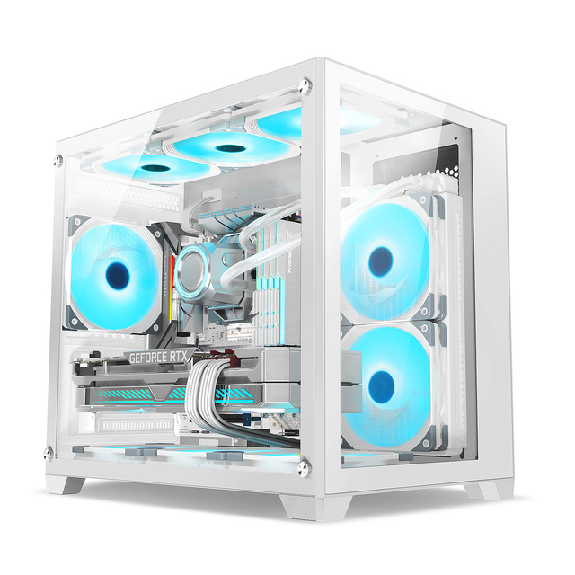 Factory Pc Gaming Case White MATX Mid Tower Gamer Case Micro Tempered Glass Computer Casing Cabinet PC Desktop Chassis