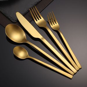 Ensemble de couverts Jiasida en acier inoxydable 5 pièces, manche épais doré, style luxueux pour hôtels - Product Image 3