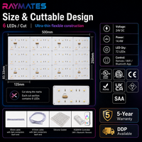 Panneau LED RAYMATES UL SMD5050 (LED 5-en-1) 72 LED/m, 6 LED par coupe, 24V RGBCW, feuille lumineuse LED modulaire mince pour éclairage d'îlot