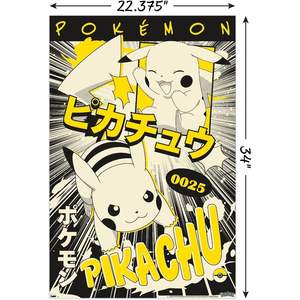Symon โปสเตอร์ติดผนังอนิเมะ Pikachu unframed 34L x 22.4W ที่มีตัวละครโปเกมอนที่โดดเด่น - Product Image 3