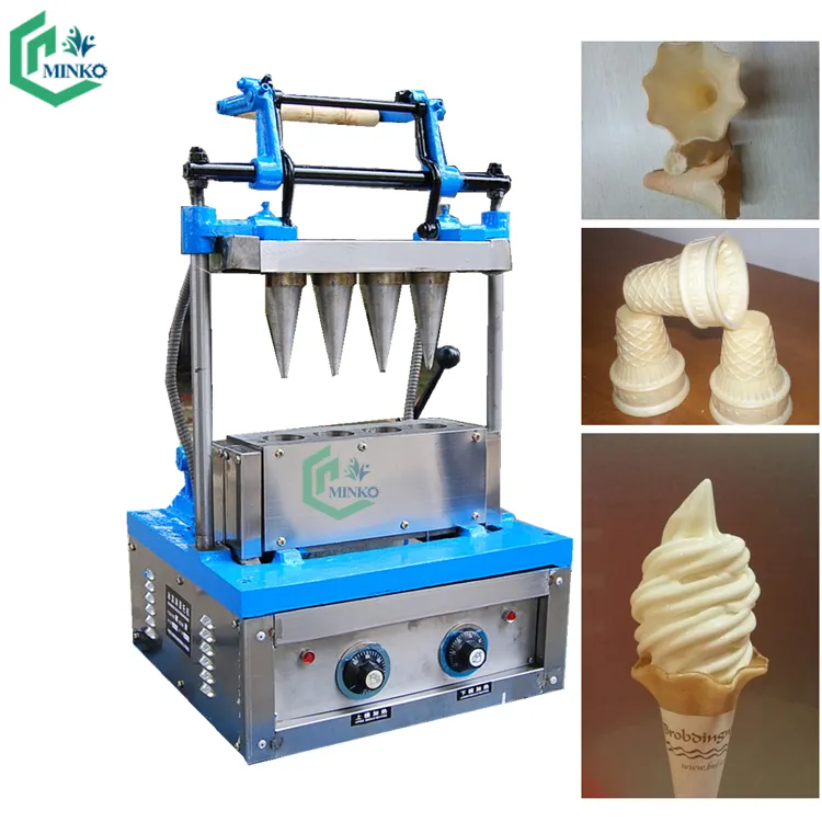 Mini conos de helado de papel, equipo de conos de waffle para helado