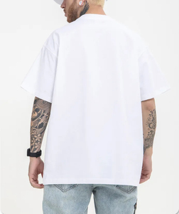 Hot Sale High Quality Heavyweight 95%Cotton, 5%Spandex <b>White</b> Classic Solid Color Oversized <b>Round</b> <b>Neck</b> <b>T</b> <b>Shirt</b> for Men - Product Image 2