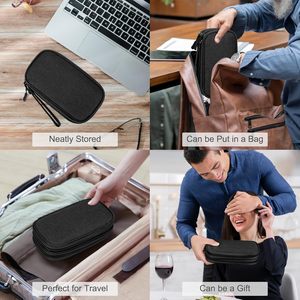 Pochette de <span class=keywords><strong>voyage</strong></span>, étui de transport portable, imperméable, double couche, sac de rangement <span class=keywords><strong>tout</strong></span>-en-un pour cordon, chargeur, téléphone, écouteurs, noir - Product Image 6