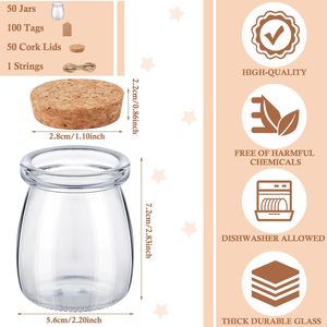 Mini pots en verre <span class=keywords><strong>de</strong></span> 4 oz avec couvercles en liège pour le stockage <span class=keywords><strong>de</strong></span> bonbons, les loisirs créatifs, les cadeaux <span class=keywords><strong>de</strong></span> <span class=keywords><strong>mariage</strong></span>, les cadeaux <span class=keywords><strong>de</strong></span> fête - Passe au micro-ondes et au lave-vaisselle - Product Image 5