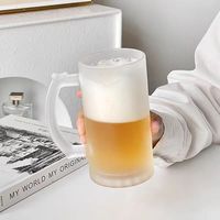 Mug en verre transparent givré de 16 oz, moderne, pour impression par sublimation, transfert thermique, teinture, pour bière et vin, en stock
