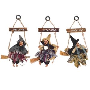 Adorno Colgante de Bruja Voladora con <span class=keywords><strong>Escoba</strong></span> para Decoración de Fiesta de Halloween, Manualidades para el Hogar, Corona de Halloween, Muñeca de Bruja de Terror - Product Image 4