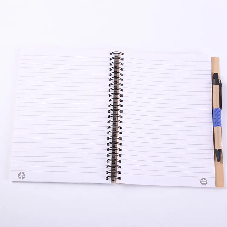 สมุดเกลียวโลหะคู่ ECO Book Coil Notebook พร้อมปากกากระดาษสมุดบันทึกวงยืดหยุ่นที่สามารถรีไซเคิลได้สำหรับเป็นของขวัญส่งเสริมการขาย