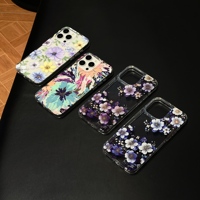 Vente flash Coque de téléphone IMD Fleurs de jardin pour iPhone 15/14/13/12/11 TPU+PC Luxe Mode Filles Anti-chute Coques de téléphone transparentes