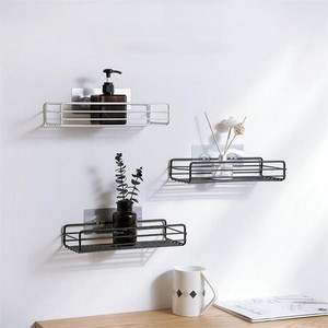 L-818 Mensola da Bagno in Ferro Battuto, Portaoggetti da Parete per Gel Doccia, Portaoggetti per Toilette Senza Foratura - Product Image 1