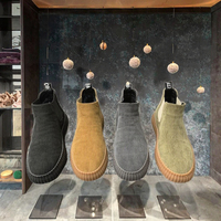 Chaussures de marche pour hommes en velours chaud et coton, collection automne-hiver, avec empeigne en daim, semelle intérieure en caoutchouc et doublure en tissu printanier, rehaussant la taille