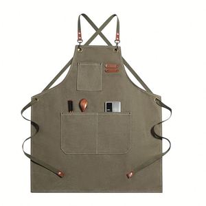 En gros, Tablier à bretelles en toile épaisse et denim, style luxe léger, à lacets croisés, à manches, motif floral, pour le jardinage, tendance - Product Image 4