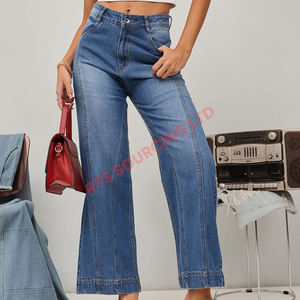 Pantalones de mezclilla clásicos para mujer con lavado azul, estilo recto cómodo, patrón sólido versátil para uso diario, ropa informal, necesidades de moda - Product Image 5