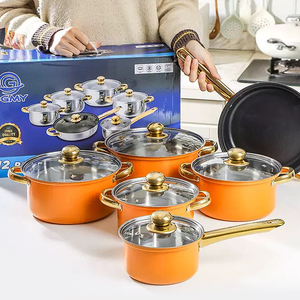 Bộ nồi chảo chống dính bằng thép không gỉ cao cấp 12 món, gồm nồi to, nồi nhỏ, chảo rán - Product Image 3