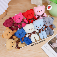 Porte-clés en peluche ours mignon de 4 pouces, pendentif pour sac cadeau, breloques, accessoires, animal en peluche de dessin animé