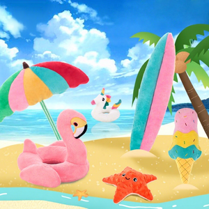 ของเล่นสุนัขหลากสีสันสำหรับฤดูร้อน ยี่ห้อ Qimin ทนทานต่อการกัด เสียงดัง ช่วยในการขัดฟัน สำหรับลูกสุนัขพันธุ์โกลเด้น รีทรีฟเวอร์ ลาบราดอร์ สุนัขพันธุ์ใหญ่ ตุ๊กตาหมี ของใช้สำหรับสัตว์เลี้ยง - Product Image 1