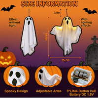 Fantômes suspendus d'Halloween à LED, fantômes volants, 3 modes, alimentés par piles, pour décoration extérieure et intérieure, arbre, cour, véranda, chambre