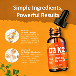 OEM ODM <span class=keywords><strong>Vitamina</strong></span> D3 K2 5,000 UI en Gotas Líquidas (5,000 UI <span class=keywords><strong>de</strong></span> D3 y 100mcg K2 MK-7) Gotas Líquidas <span class=keywords><strong>de</strong></span> <span class=keywords><strong>Vitamina</strong></span> <span class=keywords><strong>D</strong></span> <span class=keywords><strong>de</strong></span> Máxima Absorción, 60 Porciones - Product Image 3