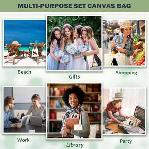Sac fourre-tout personnalisé en toile de coton avec poignées en cuir, bandoulière unique et poche zippée, idéal pour les cadeaux et les sorties. - Product Image 6