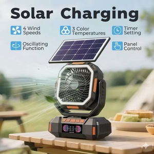 40000mAh Ventilador Recargable 4 Speed <b>Portable</b> Solar Rechargeable Fan with Lamp Powerbank Camping Outdoor <b>Table</b> Ventiladores - Product Image 6