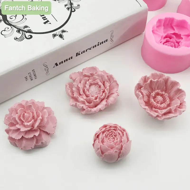 Soft Fondant Cake Mold Jelly Ice Decoration Baking Tool 3D Peony Flower Carnation Moulds DIY Using Sphere Chocolate Molds