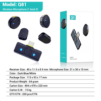 Sistema de Micrófono Lavalier Inalámbrico Q81 con Logotipo Personalizado, Conector Tipo C, Sincronización Automática 1 a 2 para Grabación de Video Profesional