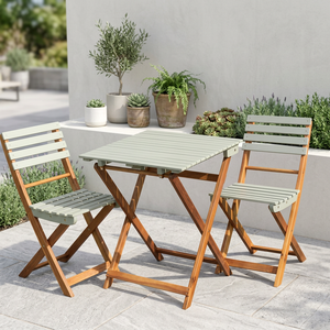 <b>Foldable</b> Teak Garden <b>Table</b> Set <b>Outdoor</b> Patio Dining Furniture Waterproof for Hotel Courtyard with Transitional Design for 2 - Product Image 2