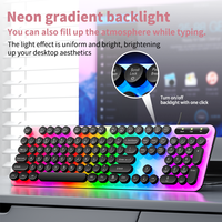Clavier à membrane filaire BK8000 avec LED arc-en-ciel, 104 touches, touches rétro punk, ergonomique et doux pour le jeu sur ordinateur