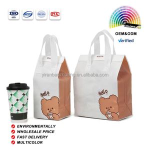 Sac isotherme personnalisé en non-tissé avec logo, sac fourre-tout pour thé au lait à emporter, sac d'emballage avec isolation en feuille d'aluminium, sac à main - Product Image 1
