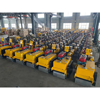 Machinerie de construction routière, rouleau compresseur vibratoire à double tambour, taille du tambour 560*700 mm, moteur Honda, pompe, compacteur de sol avec EPA