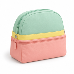 Makeup Organizer <b>Storage</b> <b>Bag</b> Detachable Top Pouch Two Tier Snap Button Candy Colour Block Wash Pouch Custom Logo - Product Image 1