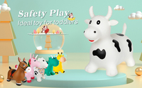 Jouets gonflables de cheval de saut de vache, trémie gonflable d'animal de rebond pour des tout-petits ou des enfants, tour sur des jouets d'animaux de saut