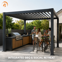Pérgola Bioclimática de Lujo de 3x3m con Techo de Aluminio y Acabado Antioxidante para Terraza, Jardín y Uso en Exteriores en Villas y Resorts