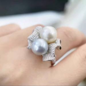 Support à bijoux en argent magnifique 10693DIY avec perles rondes de 10 à 13 mm, support vide pour anneaux en argent S925, accessoire pour anneaux de perles - Product Image 4