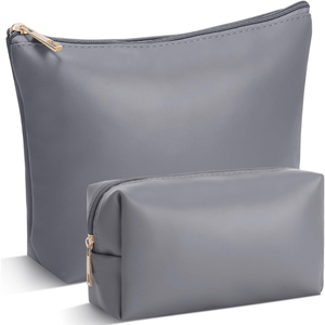 Ensemble de trousses de toilette en PU de taille moyenne, organiseur de maquillage portable avec fermeture éclair, design minimaliste - Product Image 1