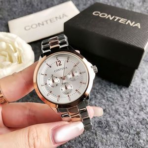 Compra al por mayor Relojes de pulsera de cuarzo de lujo con logotipo personalizado, de la mejor calidad, para mujer, de acero inoxidable, resistentes al agua, con tres esferas. - Product Image 2