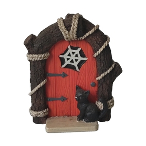 Minipuerta de rama de hadas de resina para decoración de Halloween, 5 pulgadas, con Gato, poliresina, Casa Encantada, decoración de jardín - Product Image 1