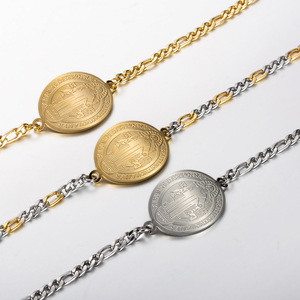 Pulsera de Acero Inoxidable con Medalla de <span class=keywords><strong>San</strong></span> <span class=keywords><strong>Benito</strong></span> Católica, Bañada en Oro de 18k, Plata/Oro - Product Image 3
