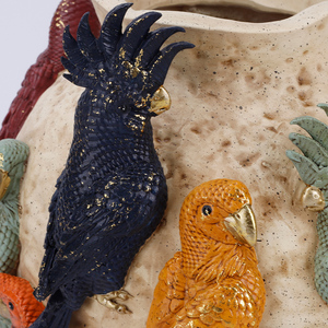 Reדקו חדש מגולף תבליט אגרטל משובץ זהב צבעוני פרח שרף פרח אגרטל פרחים - Product Image 3