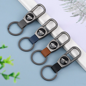Car Leather Keyring Manufacturer Wholesale Key Chain Custom Brand Logo Name Souvenir Promotional Pu Leather Keychain