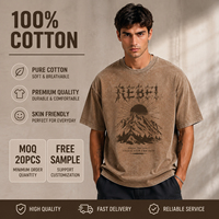 T-shirt Streetwear Homme 280g Oversize en Coton Pur Délavé à l'Acide Respirant avec Impression Graphique Personnalisée sur le Devant Manches Courtes Coupe Ample Style Vintage