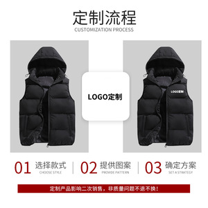 Chaleco Deportivo para Exteriores, Negro, con Capucha, Grueso, de Poliéster, con Múltiples Bolsillos, Impermeable, para Uso Diario - Product Image 3