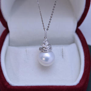 Collier pendentif en perle d'eau douce de 11-12 mm, blanc, forte luminosité, faibles défauts, chaîne claviculaire en argent S925, édition coréenne pour femme - Product Image 4