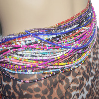 Chaîne de corps ajustable pour femmes, 69 couleurs, style africain, pour la perte de poids, grande taille, avec doubles cordons en coton, bijoux à nouer, perles de taille