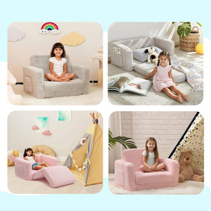 Canapé-lit pliable 2-en-1 en peluche pour enfants, transat <span class=keywords><strong>convertible</strong></span> pour tout-petits, <span class=keywords><strong>fauteuil</strong></span> doux en mousse nuage pour salle de jeux - Vente en gros - Product Image 3